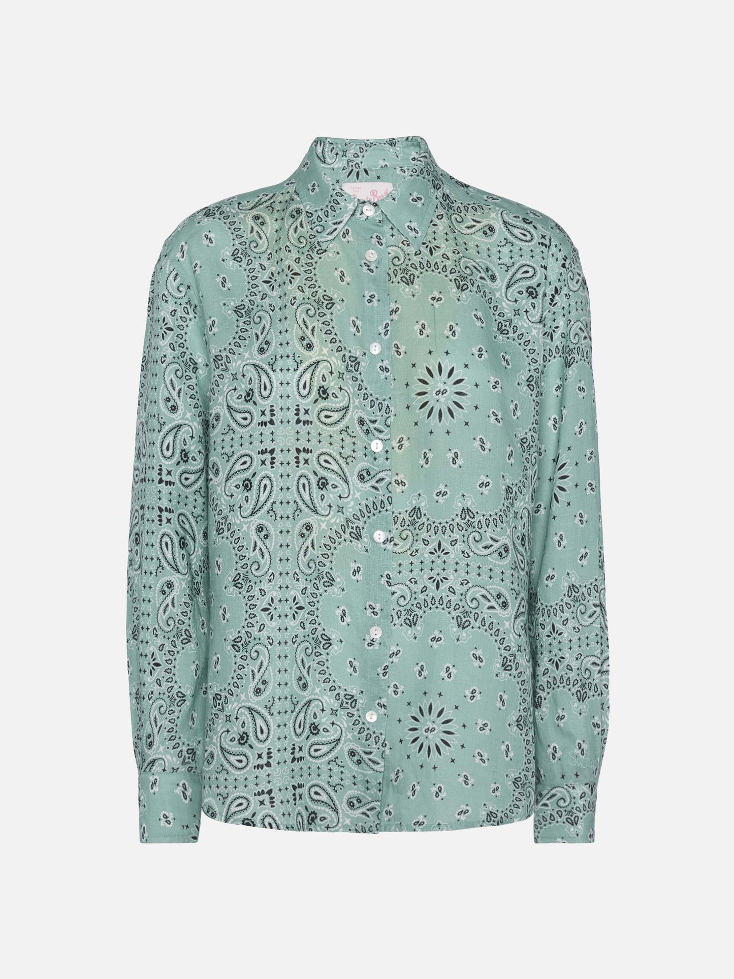 Meredith linen classic shirt with bandanna print