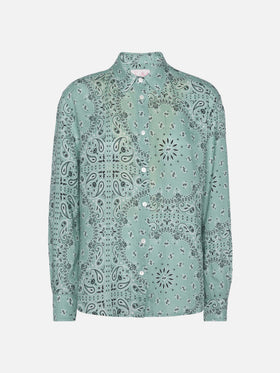 Meredith linen classic shirt with bandanna print