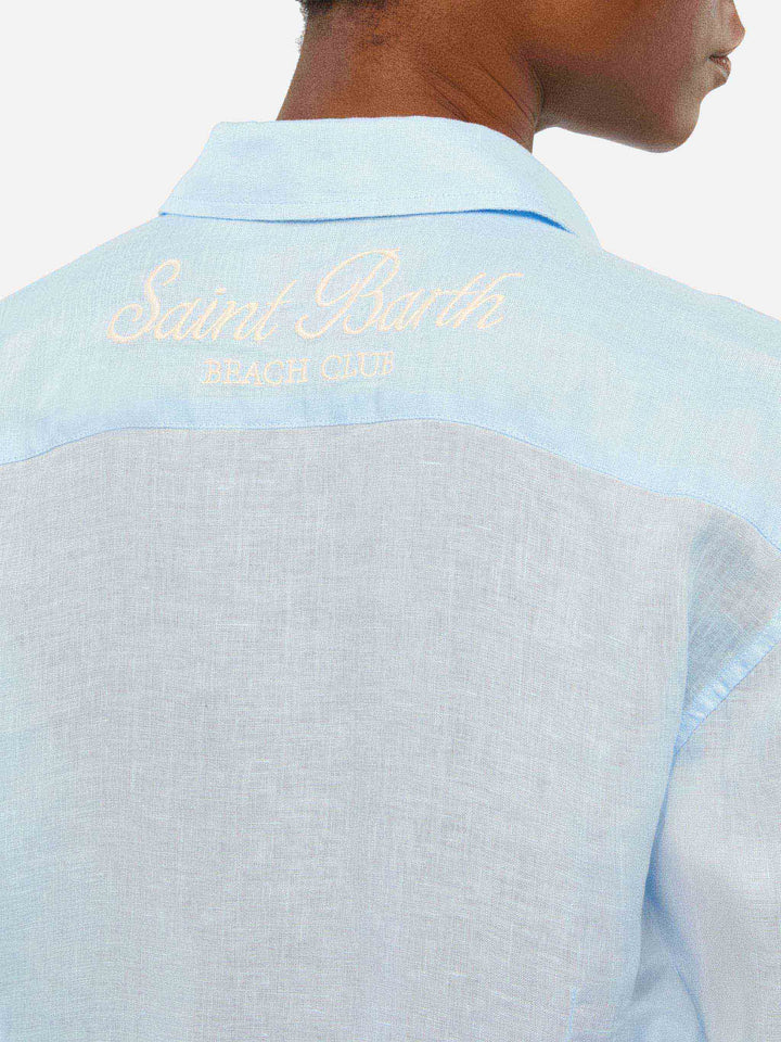 Meredith linen classic shirt with Saint Barth embroidery