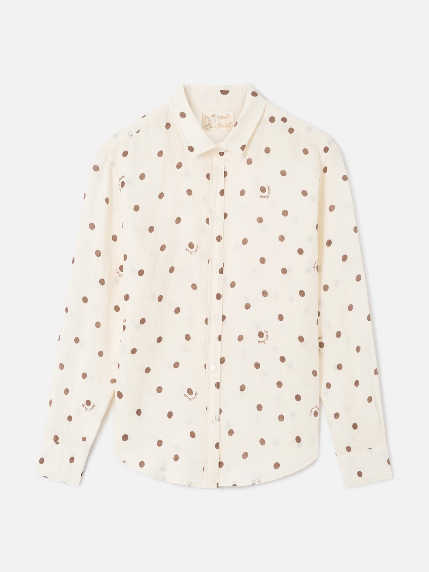 Camisa Meredith de lino con lunares y bordado Saint Barth 