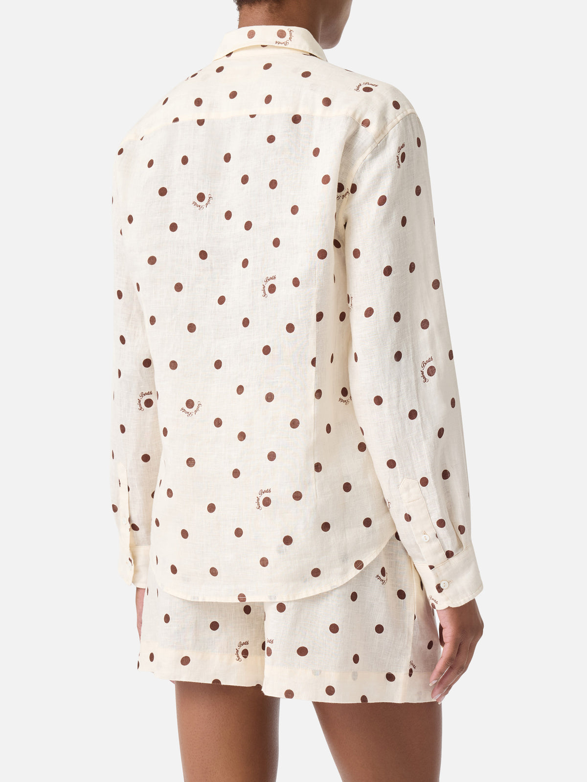 Camisa Meredith de lino con lunares y bordado Saint Barth 