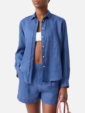 Chemise en lin Meredith à pois et broderie Saint Barth 