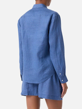 Chemise en lin Meredith à pois et broderie Saint Barth 