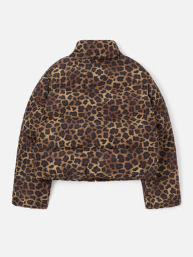 Chaqueta de plumón teddy Brown Maddy con estampado de leopardo 