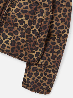 Chaqueta de plumón teddy Brown Maddy con estampado de leopardo 