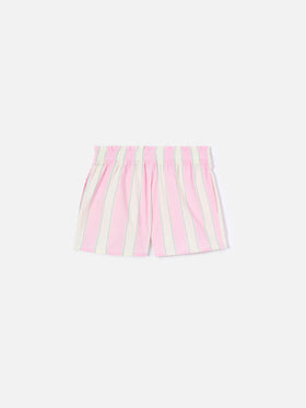 Meave Jr cotton poplin shorts with white, pink and green stripes