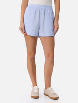 Woman seersucker striped pull up shorts Meave