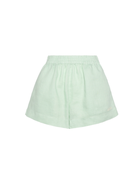 Meave sage green linen pull up shorts