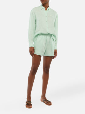 Meave shorts pull up in lino color verde salvia