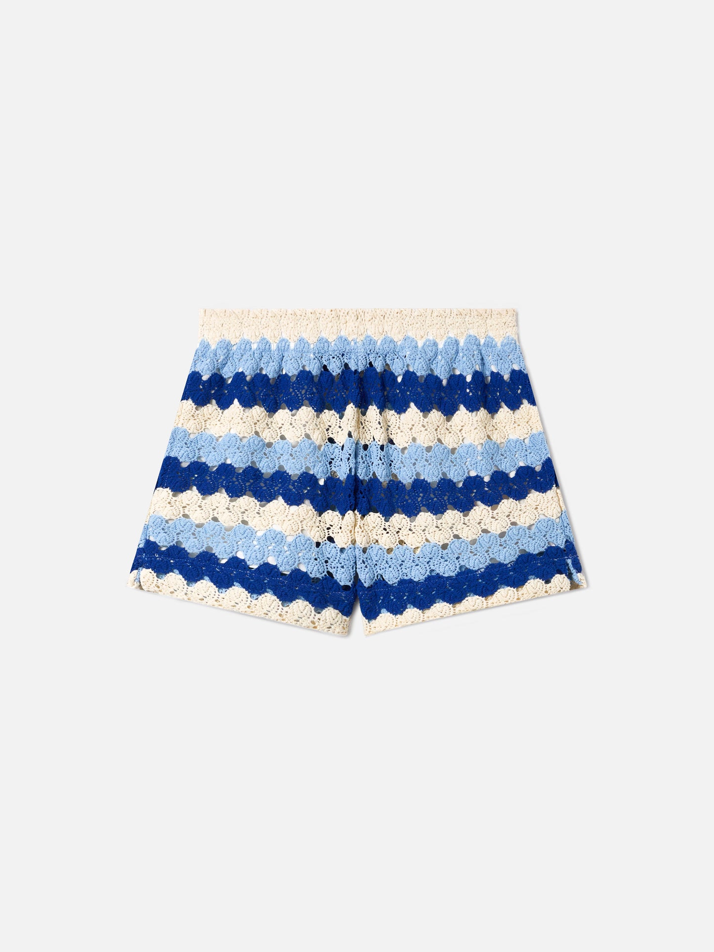 Shorts Meave in crochet a righe blu 