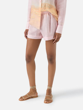 Meave ramie shorts with sunset print