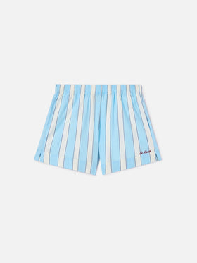 Hellblau gestreifte Meave Shorts aus Baumwolle 