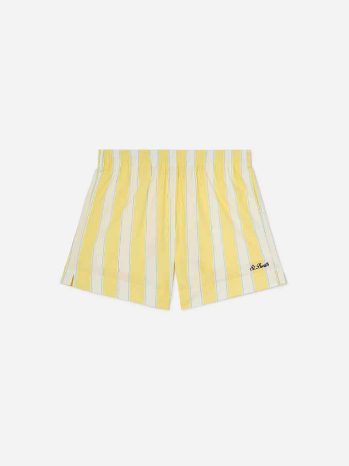 Yellow striped Meave cotton shorts