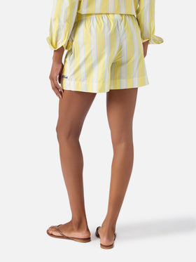 Yellow striped Meave cotton shorts