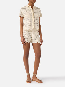 Shorts Meave in crochet con paillettes