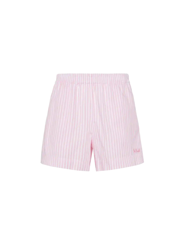 Meave shorts pull up in popeline di cotone con stampa a righe