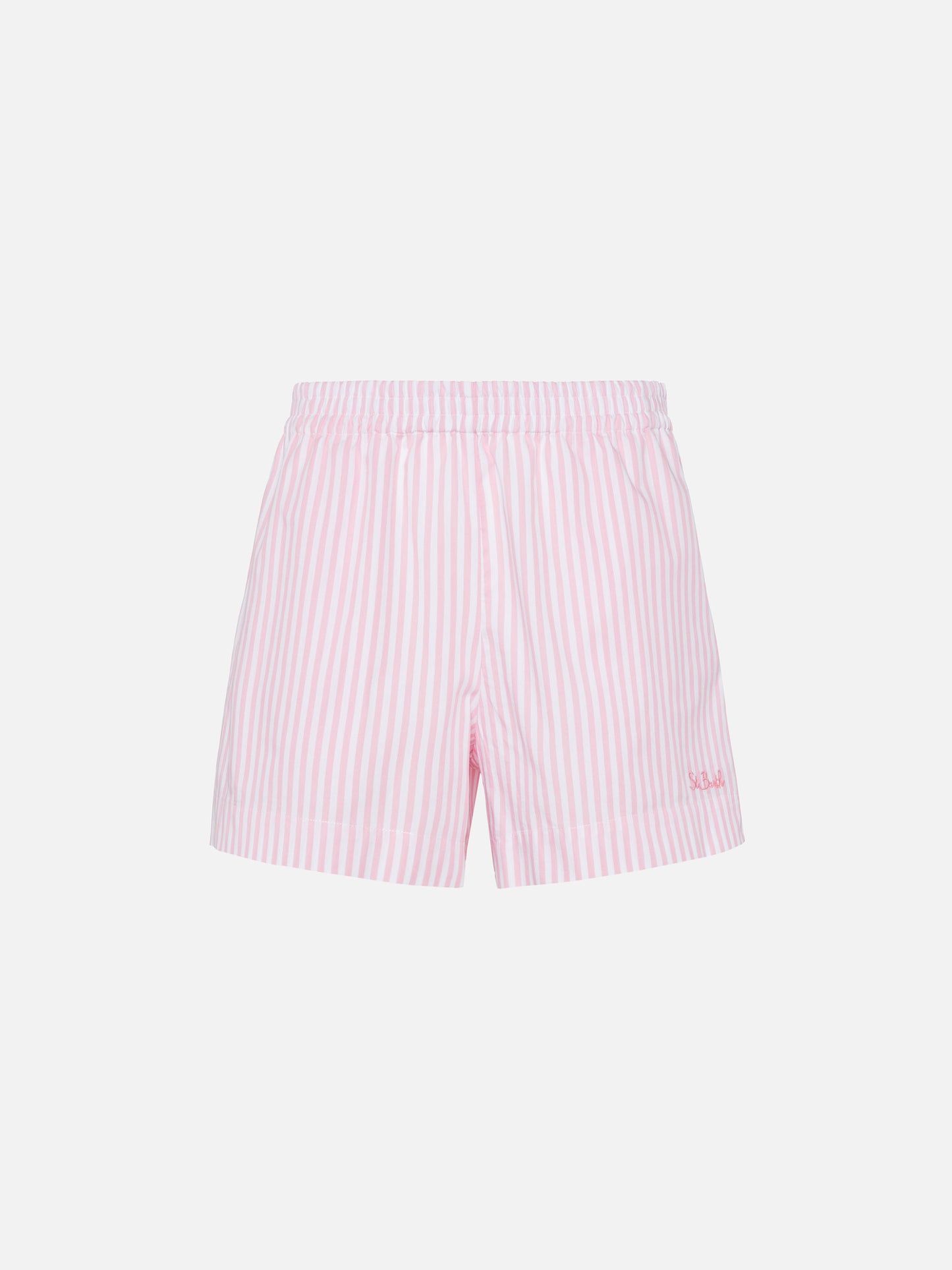 Meave shorts pull up in popeline di cotone con stampa a righe