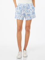 Woman paisley linen pull up shorts Meave