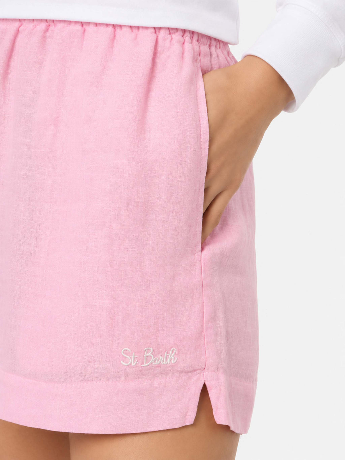 Meave Shorts aus rosa Leinen 