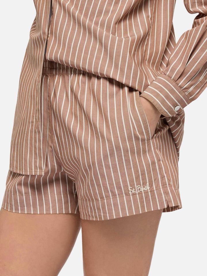 Meave shorts pull up in popeline di cotone con stampa a righe