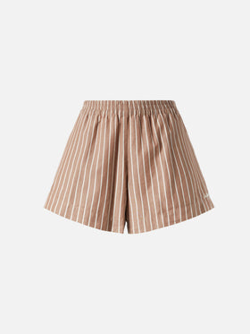 Meave – Pull-Up-Shorts aus Baumwollpopeline mit Streifenmuster