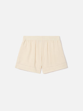 Cream cotton muslin Meave shorts