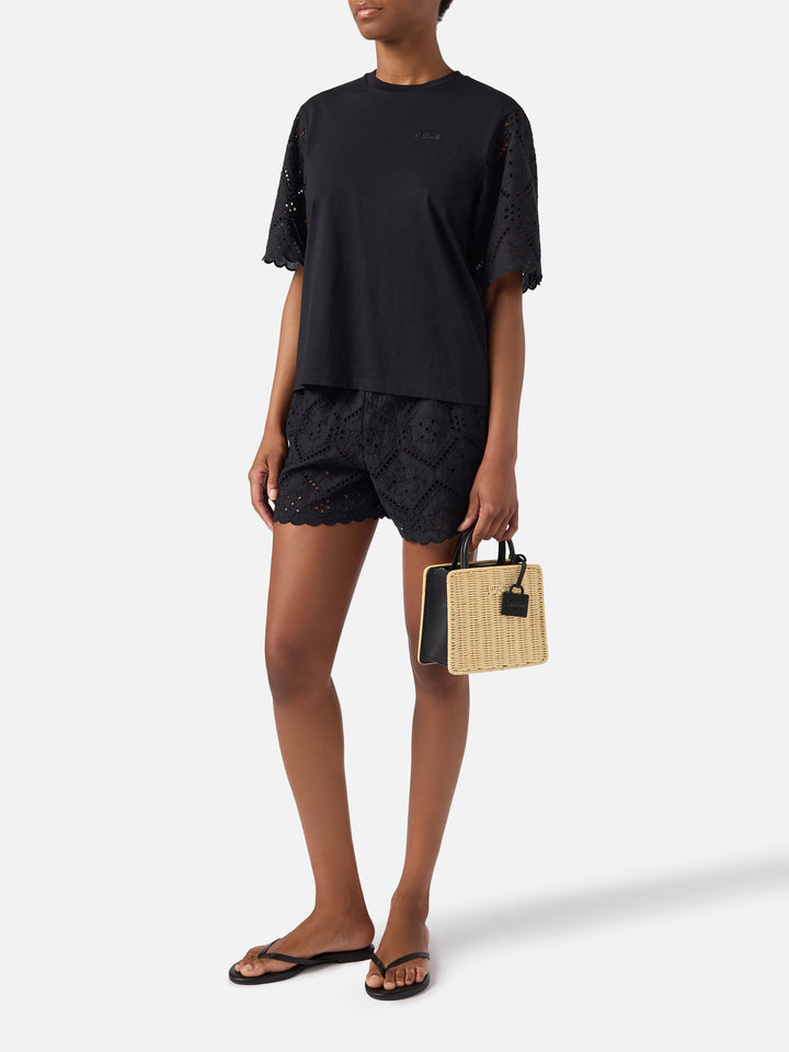 Black Meave broderie anglaise shorts