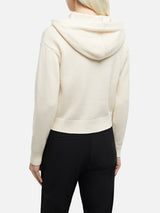 Woman off-white cashmere blend knitted hoodie Meg