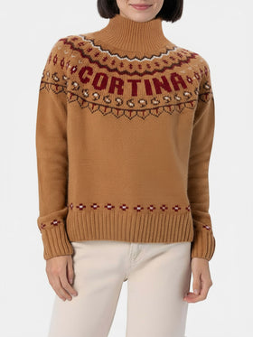 Woman cashmere blend sweater Meghan with nordic jacquard