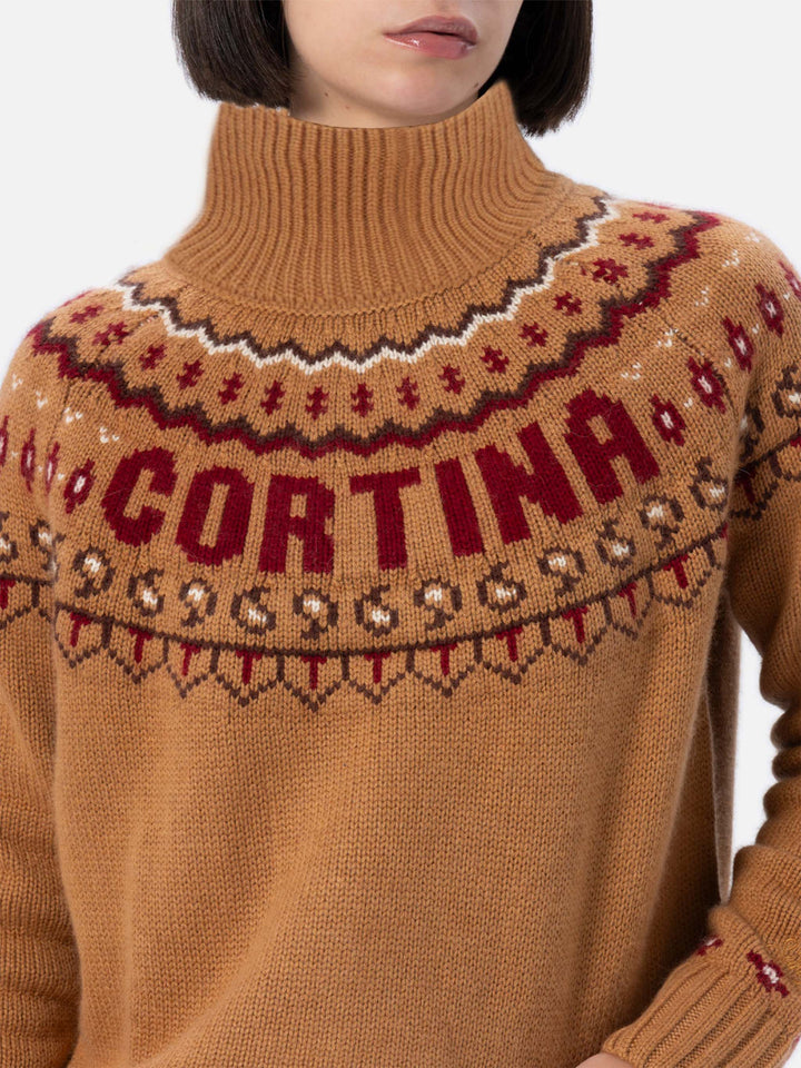 Woman cashmere blend sweater Meghan with nordic jacquard