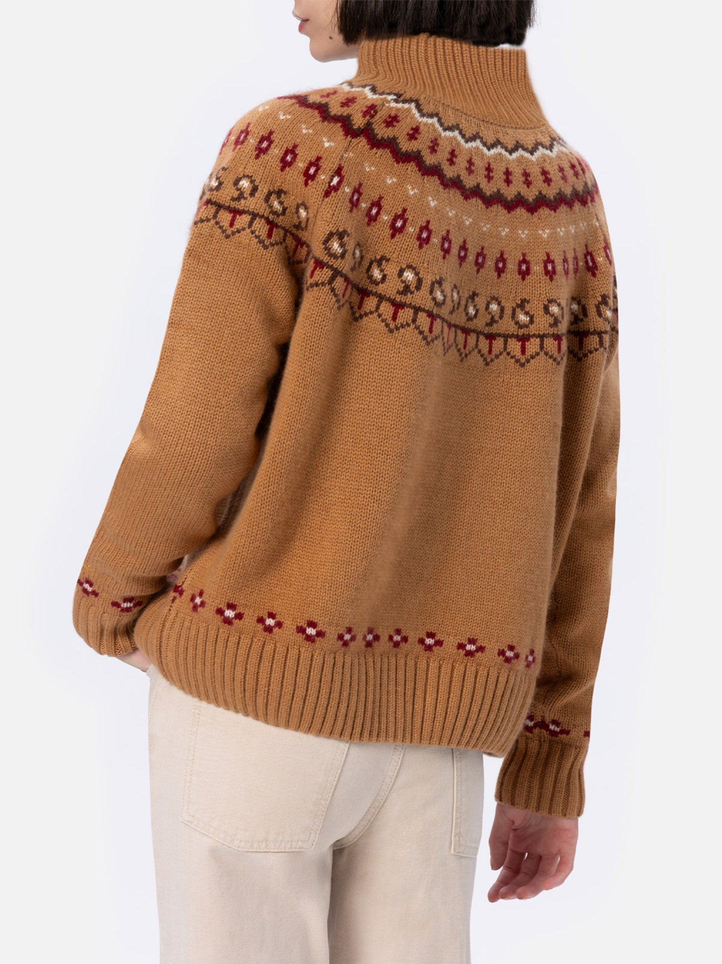 Woman cashmere blend sweater Meghan with nordic jacquard