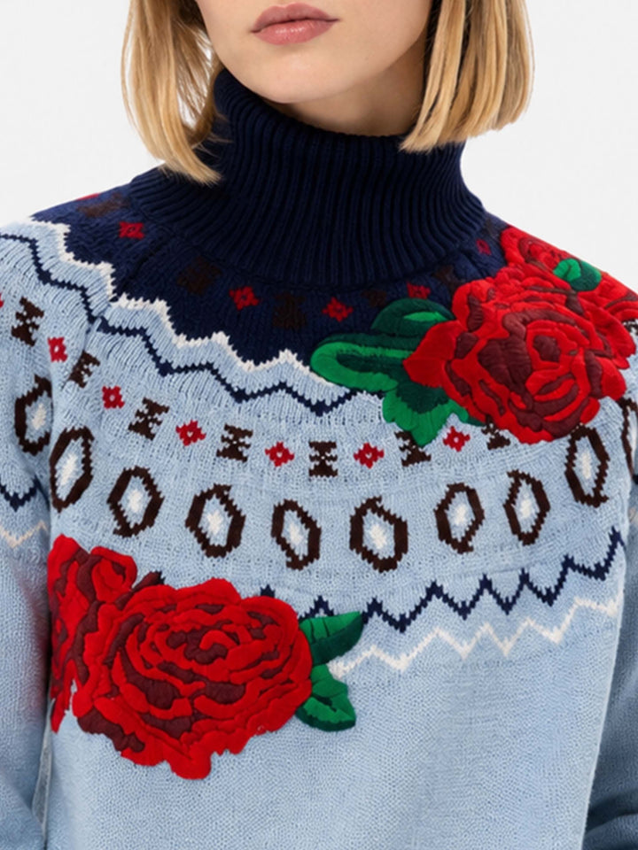 Jersey Meghan de mezcla de cachemira con jacquard 