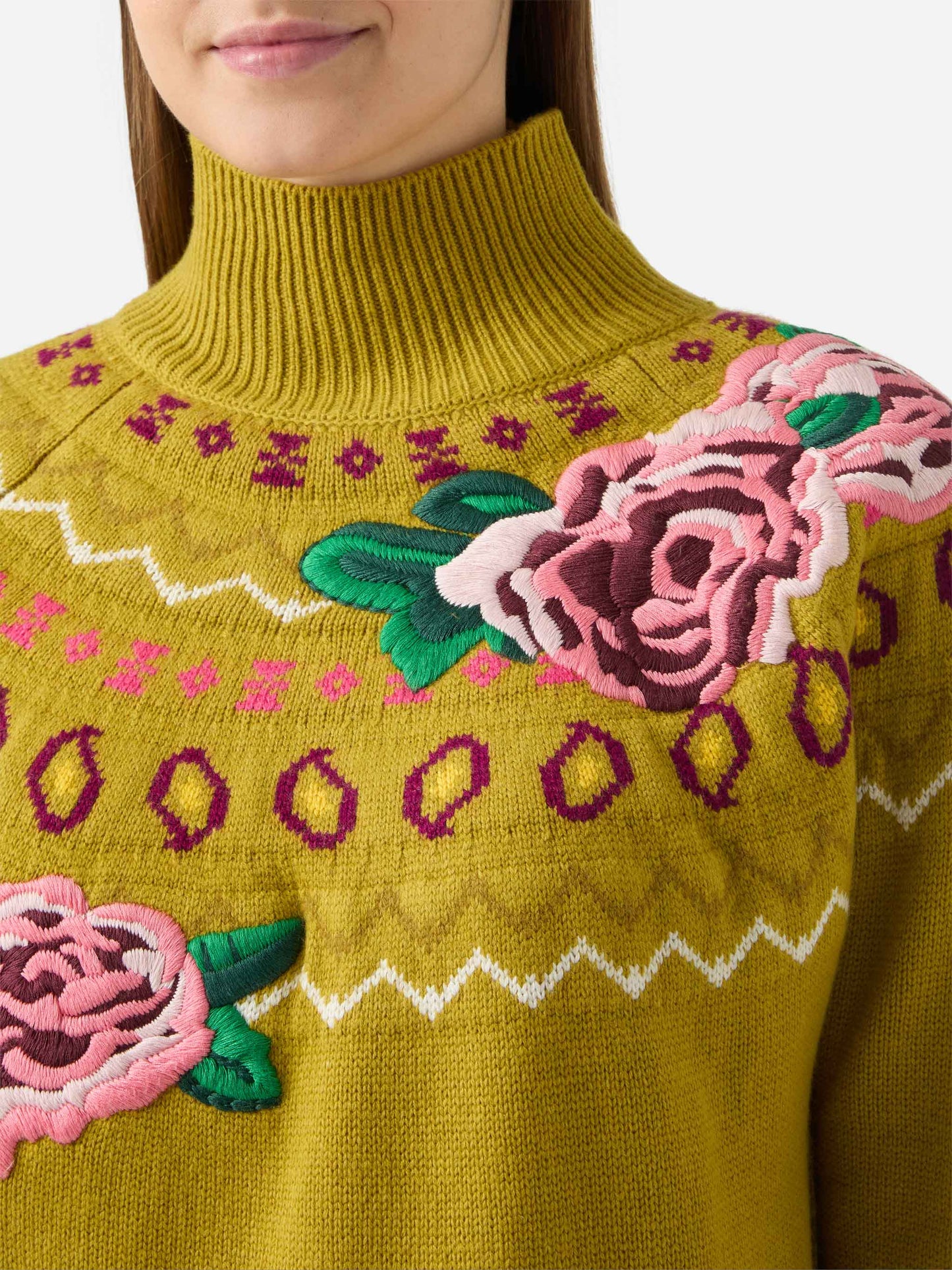 Maglione da donna in misto cashmere Meghan con jacquard nordico