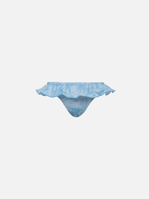 Girl ruffled swim briefs Melly with toile de jouy print - MC2 Saint Barth