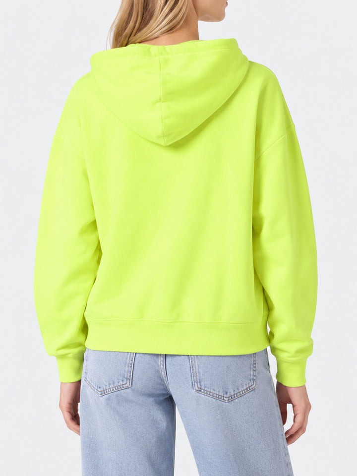 Fluogelber Hoodie mit St. Barth-Stickerei 