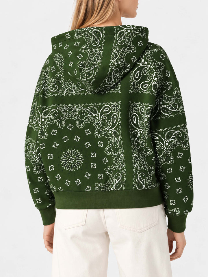 Grünes Mindy Kapuzensweatshirt mit Bandana-Print 