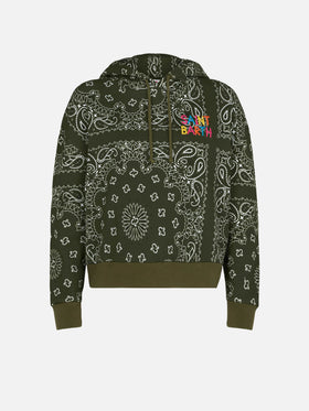 Green Mindy hooded sweatshirt with bandana print