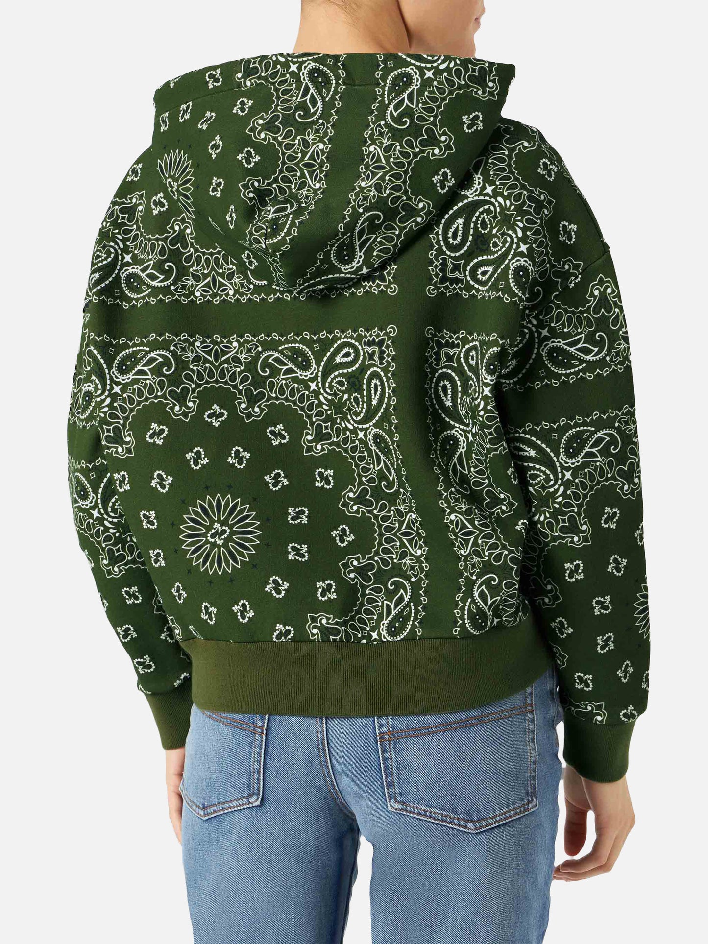 Green Mindy hooded sweatshirt with bandana print