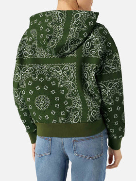 Green Mindy hooded sweatshirt with bandana print