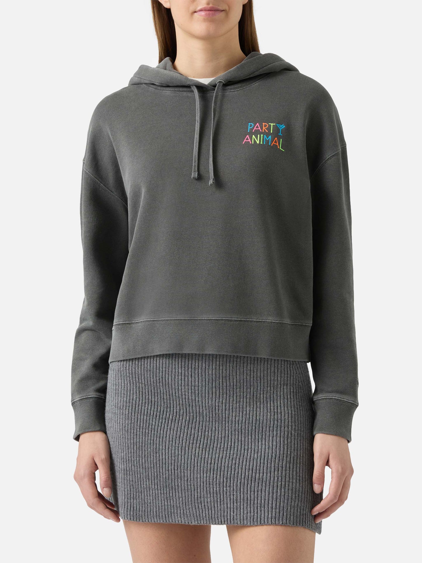 Mindy cotton hoodie with Party Animal embroidery