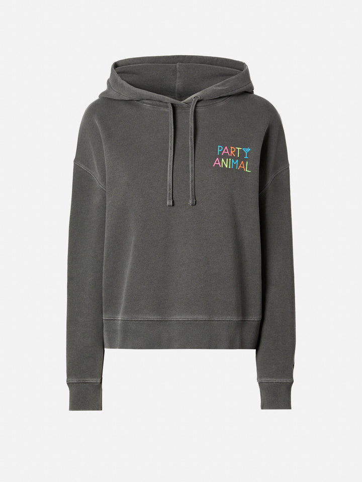 Mindy cotton hoodie with Party Animal embroidery