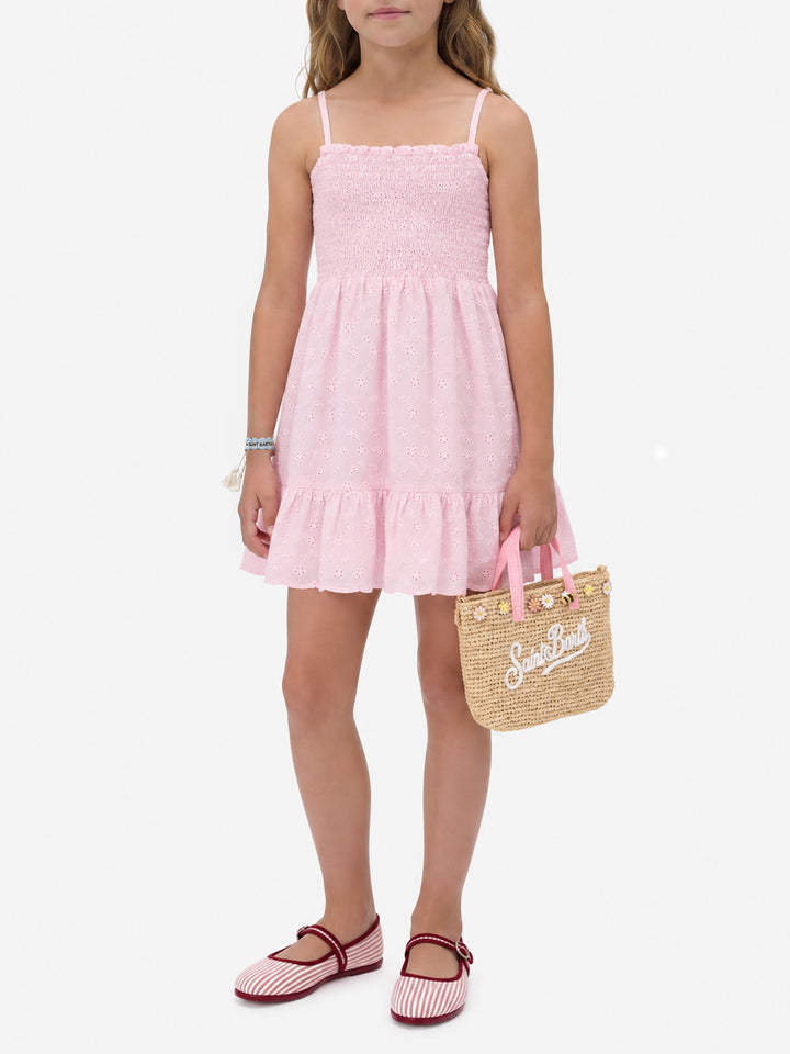 Vestido de verano Pink Miki en algodón broderie anglaise 