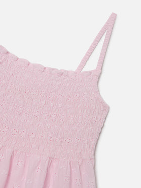 Abito prendisole Miki in cotone sangallo rosa 