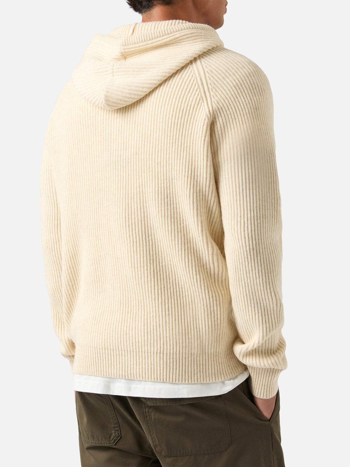 Maglia Malcolm grano in lana con cappuccio e zip intera