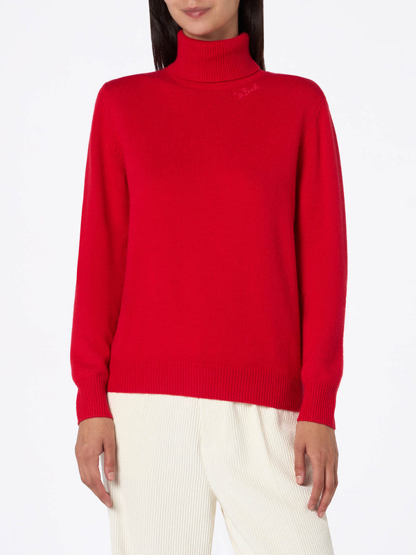 Woman red Moody fine-ribbed sweater