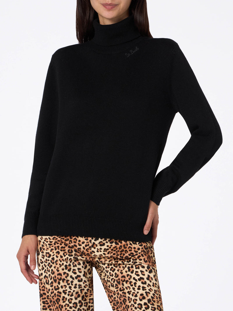 Woman black Moody fine-ribbed sweater