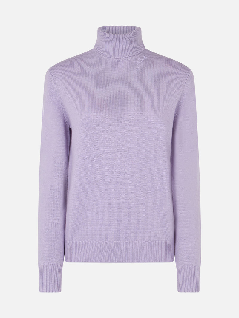 Woman lilac cashmere blend turtleneck sweater Moody