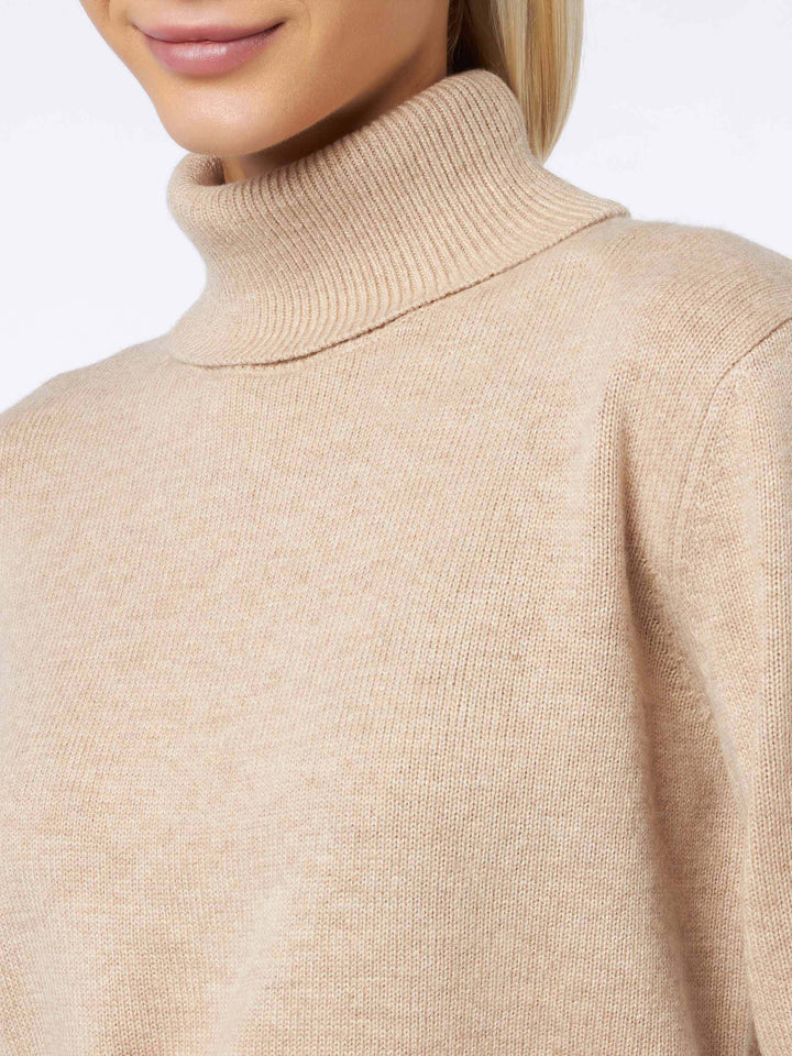 Woman beige pure cashmere turtleneck sweater Moody