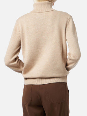 Turtleneck sweater Moody in 100% beige CASHMERE
