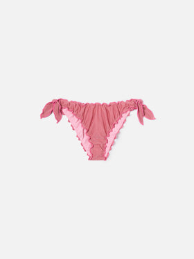 Braguita de bikini Classic Moon rosa en lúrex con lazos laterales 
